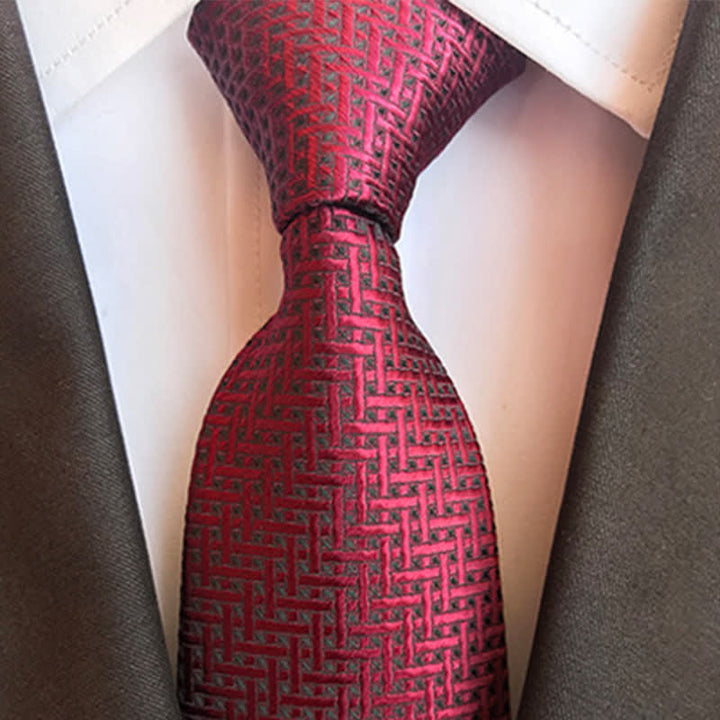 Dunkelrote extravagante Geometrie-Krawatte für Herren
