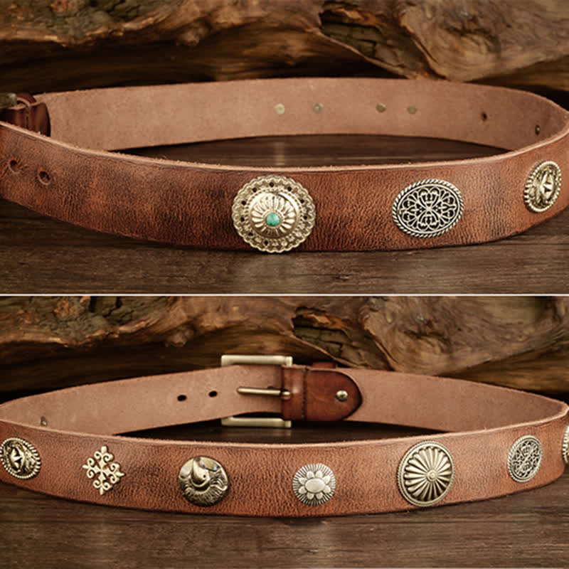 Herren Punk Heavy Metal Nietengürtel aus Leder