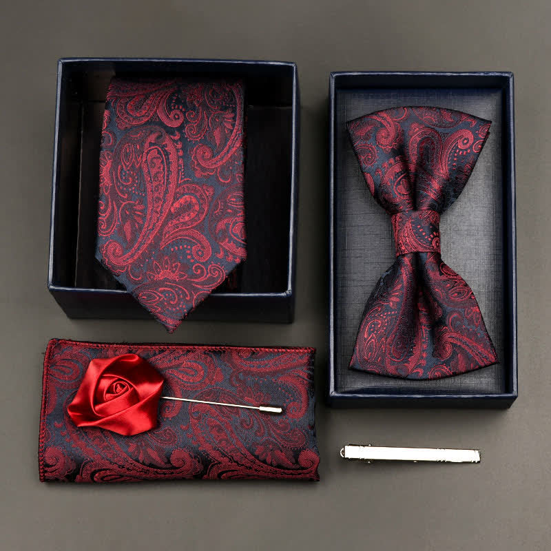 5-tlg. Set für formelle Geschäftskrawatten und Fliegen für Herren