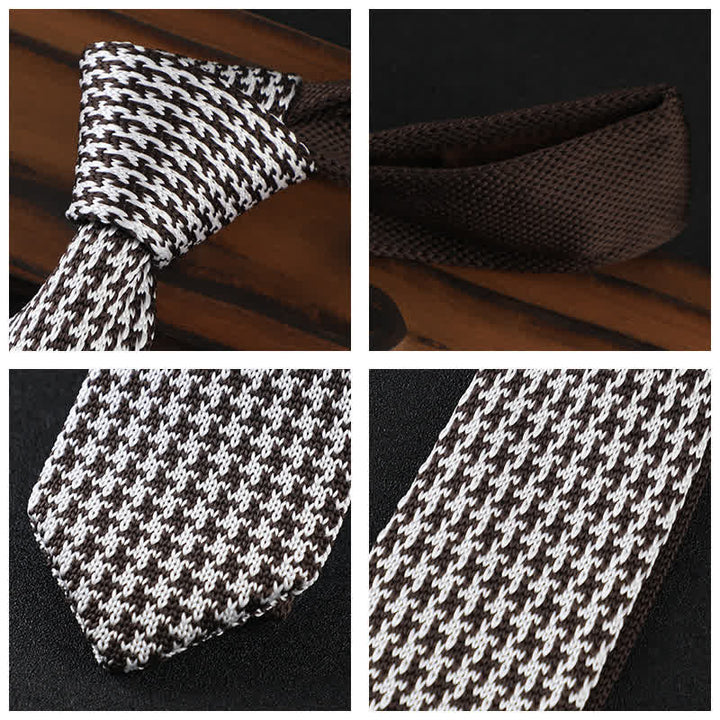 Hahnentritt-Karo Gestrickte Krawatte für Männer