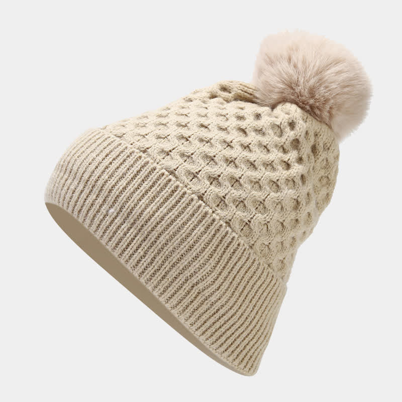 3-tlg. Strickset: Mütze, Schal und Handschuhe mit Kreuzmuster für Damen