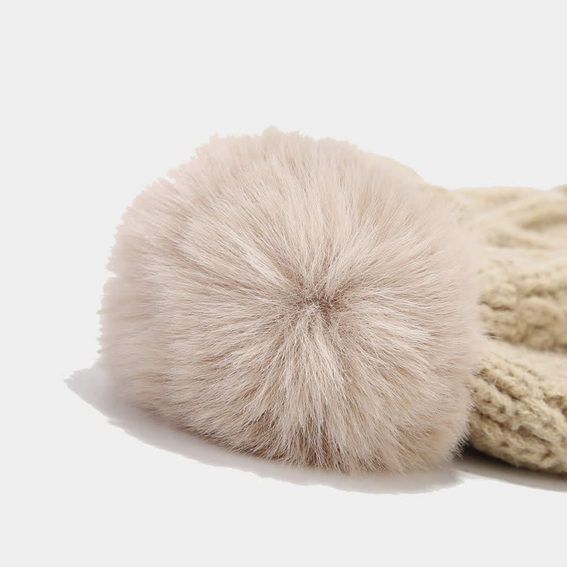 3-tlg. Frauen Strickmütze Schal Fingerlose Handschuhe Set