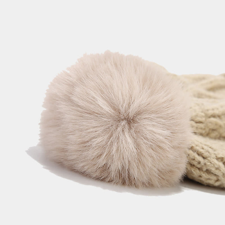 3-tlg. Frauen Strickmütze Schal Fingerlose Handschuhe Set