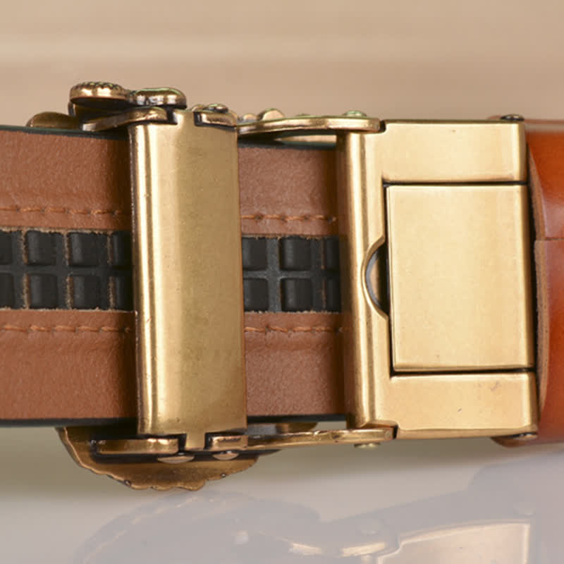 Herren Ledergürtel mit Automatik-Schnalle und filigranem Adlerkopf