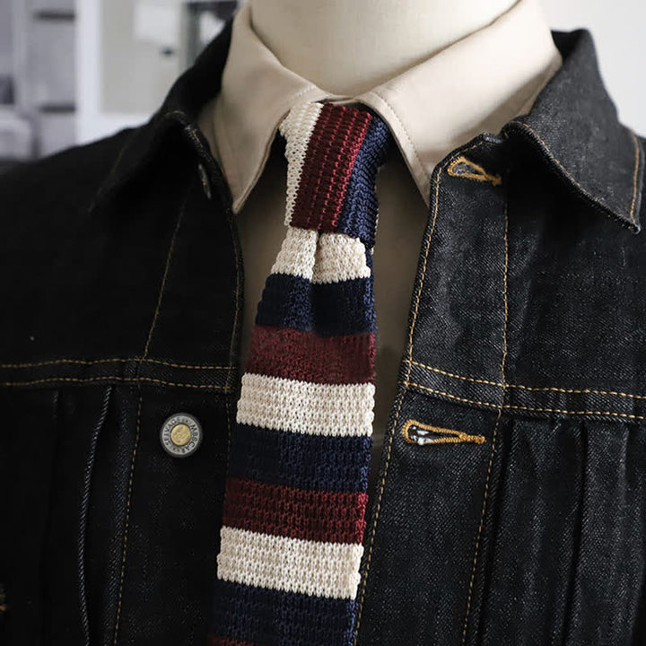 Herbst Herren Horizontal gestreifte Strickkrawatte