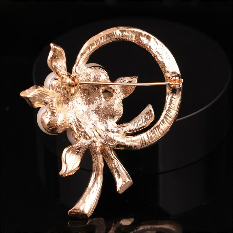 Damen Kranz Perle Strass Brosche