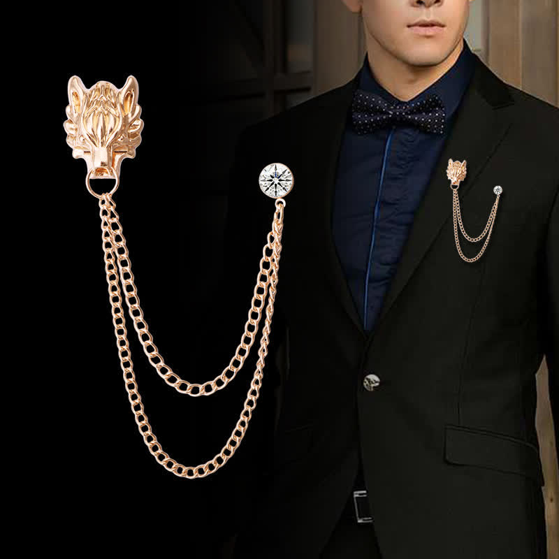 Herren König des Waldes Wolfskette Brosche