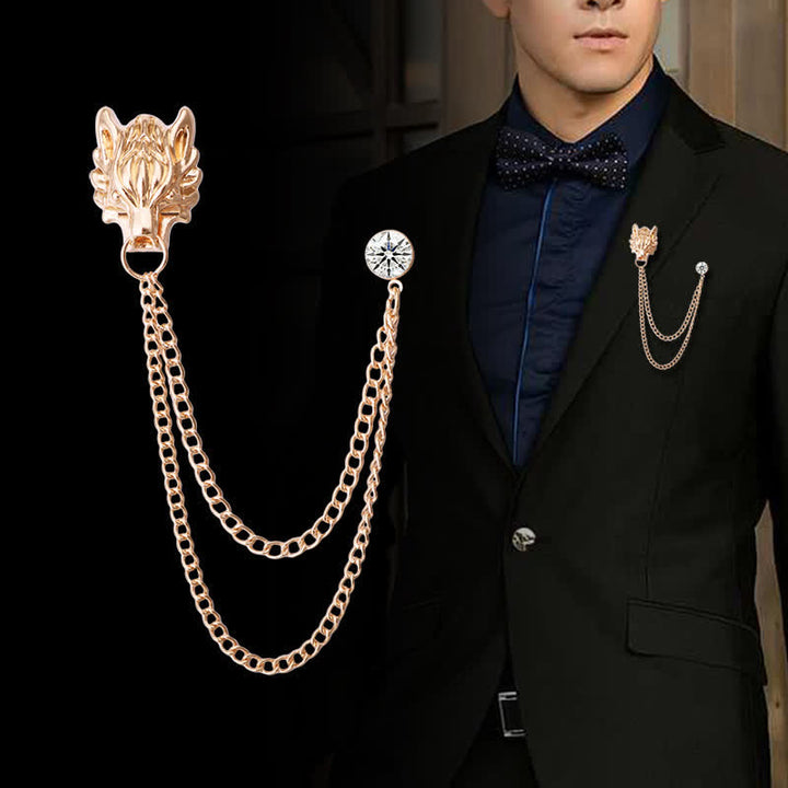 Herren König des Waldes Wolfskette Brosche