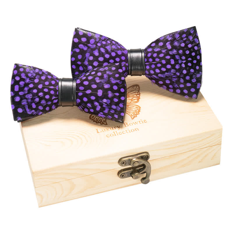 2 Stück Dunkelviolett Eltern-Kind Polka Schleifen-Set