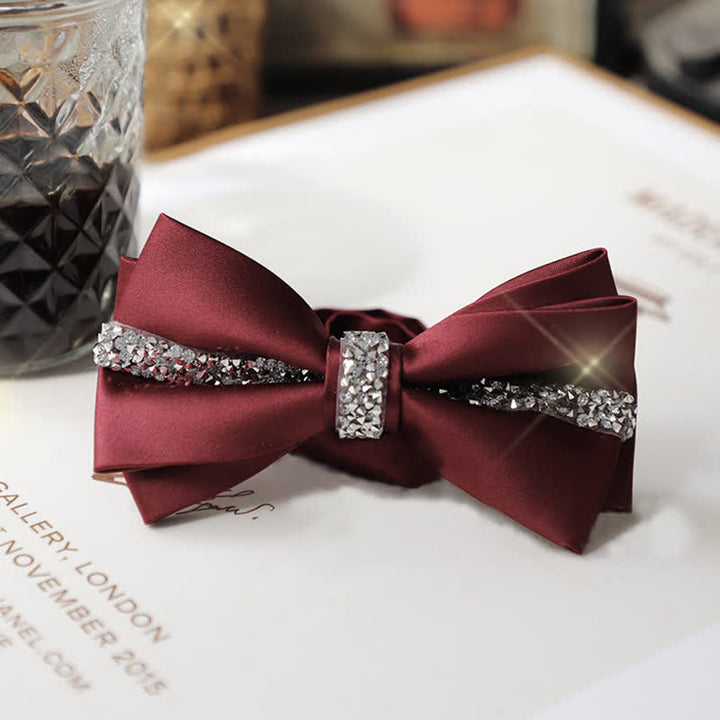 Herren-Set aus Satin mit Fliege und Einstecktuch und glänzendem Strass