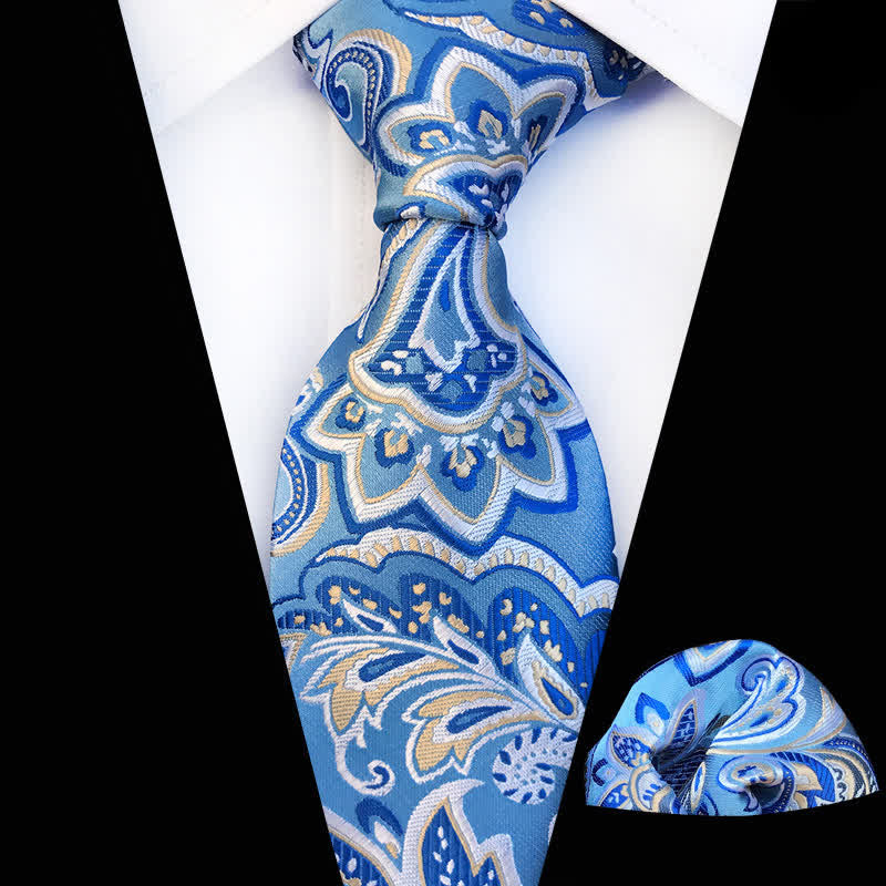 2Stk. Blauer Herren-Ozean-Paisley-Krawattenset