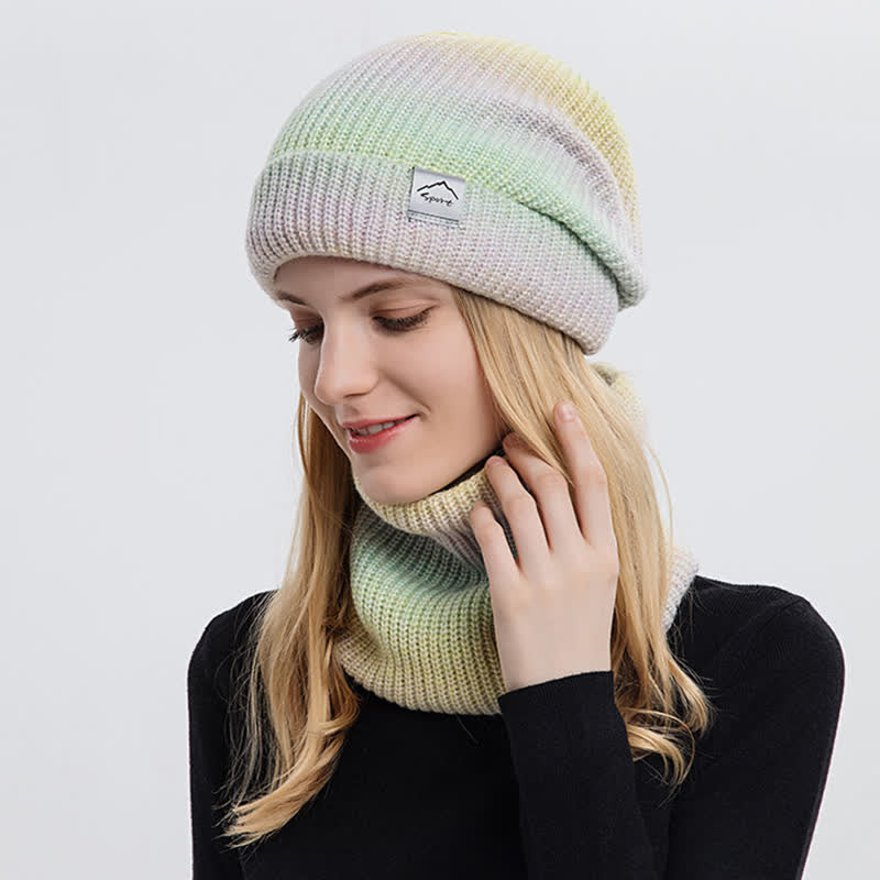 2er Pack Dehnbares Farbverlauf Hut- und Schal-Set