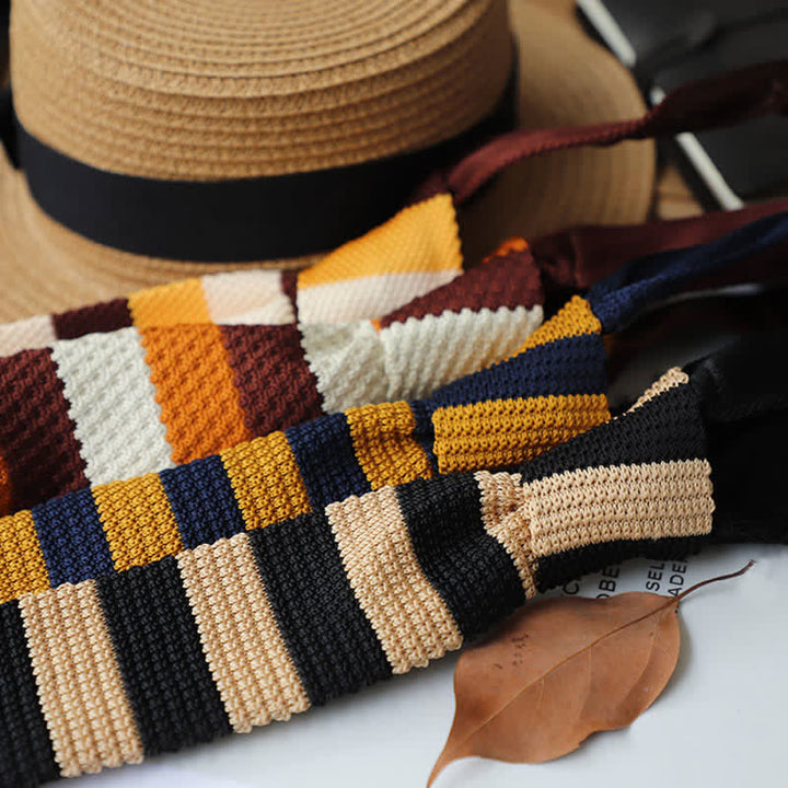 Herbst Herren Horizontal gestreifte Strickkrawatte