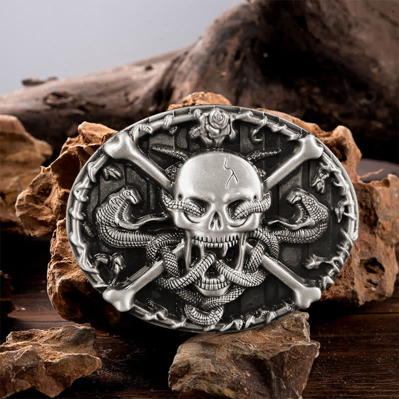Herren DIY Gothic Kreuz Schädel Schlange Schnalle Ledergürtel