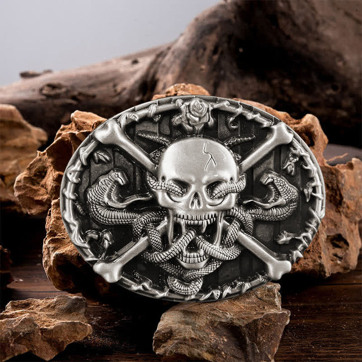 Herren DIY Gothic Kreuz Schädel Schlange Schnalle Ledergürtel