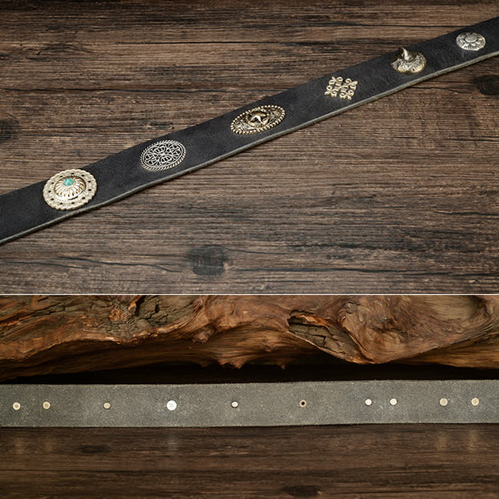 Herren Punk Heavy Metal Nietengürtel aus Leder