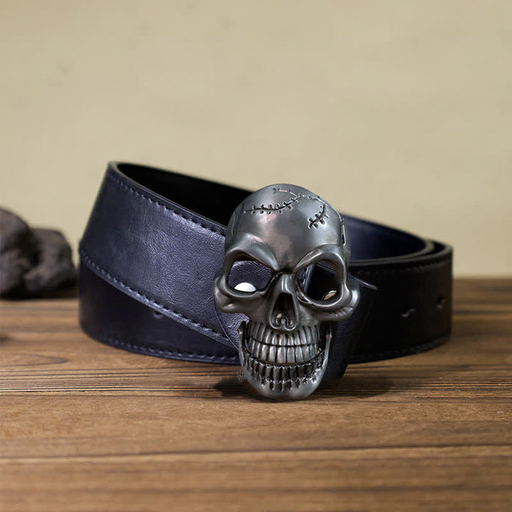 DIY Totenkopfschnalle Ledergürtel für Männer
