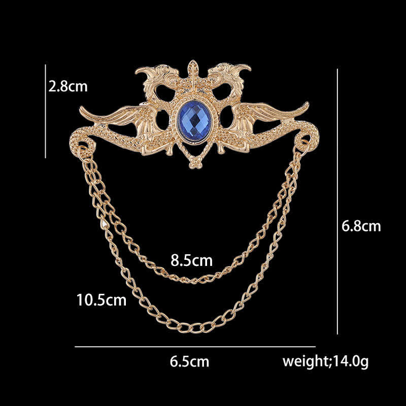 Vintage Drachen Kristall Quastenbrosche für Männer