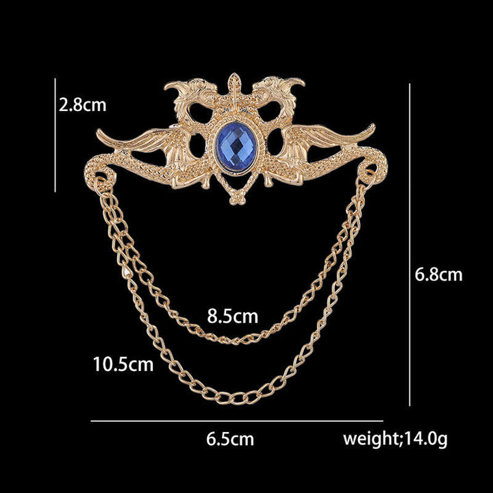 Vintage Drachen Kristall Quastenbrosche für Männer