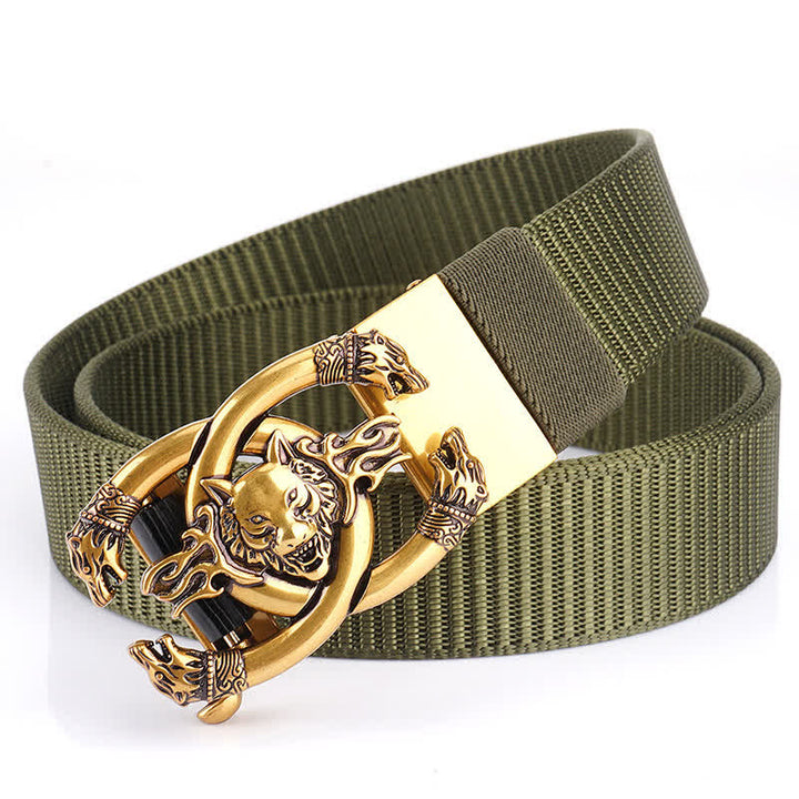 Herren Wilder Wolf im Flammen Nylon Gürtel