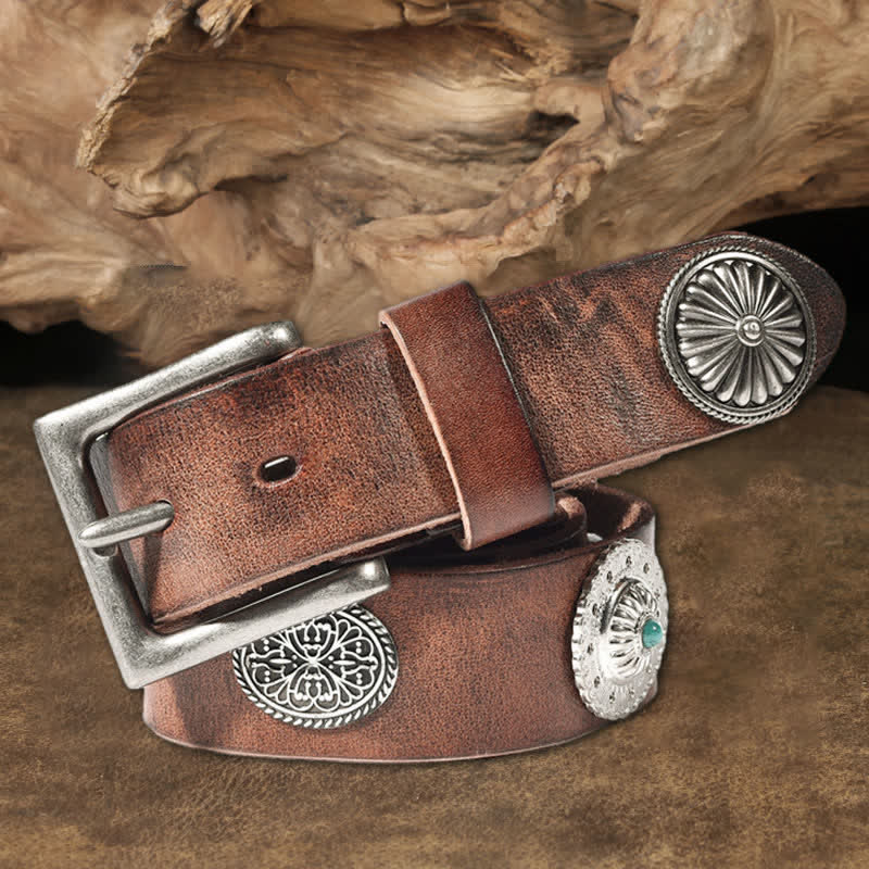 Herren Punk Heavy Metal Nietengürtel aus Leder