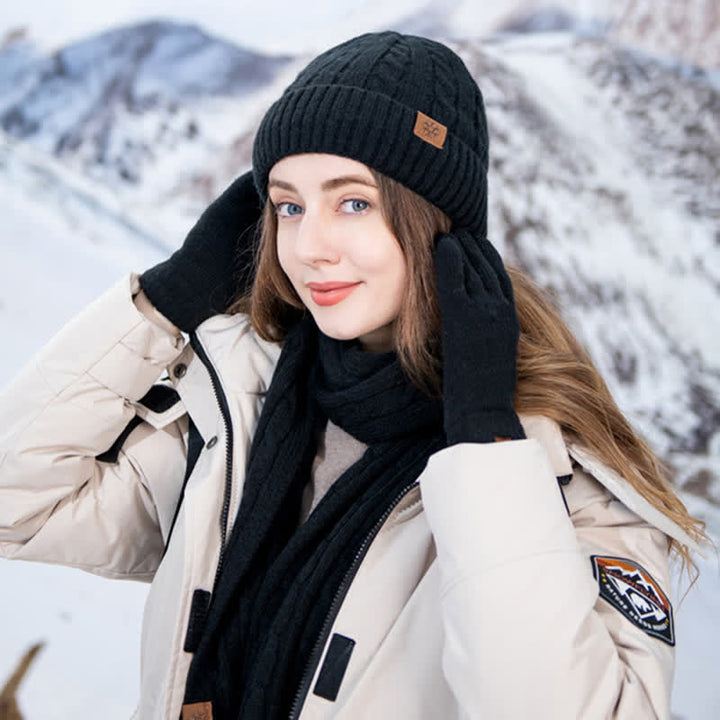 3-teiliges Unisex Warm Hut Schal Handschuh-Set