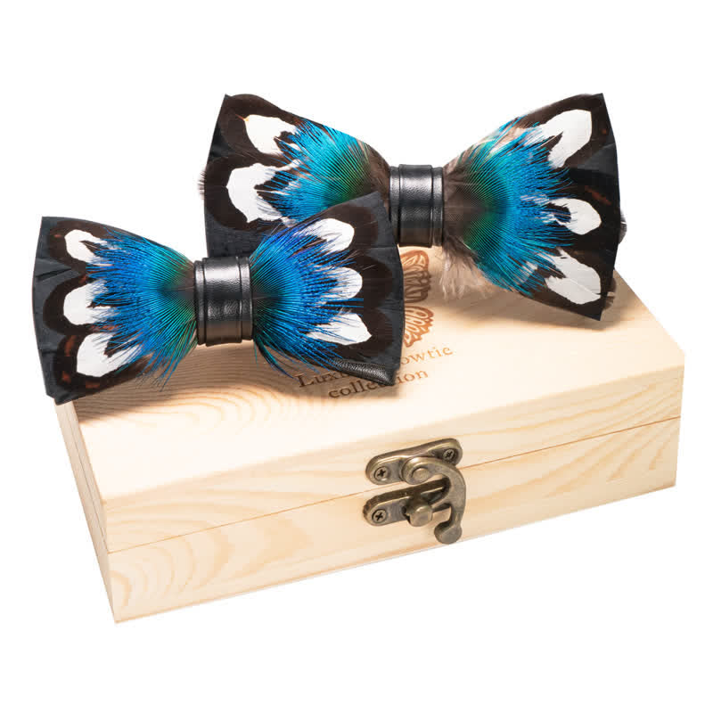 2Stk. Blau & Schwarz Eltern-Kind-Pfauenfliegen-Set