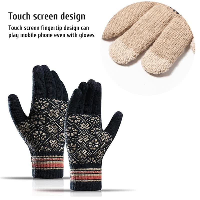3-teiliges Unisex Schneeflocken-Set mit Mütze, Schal und Touchscreen-Handschuhen