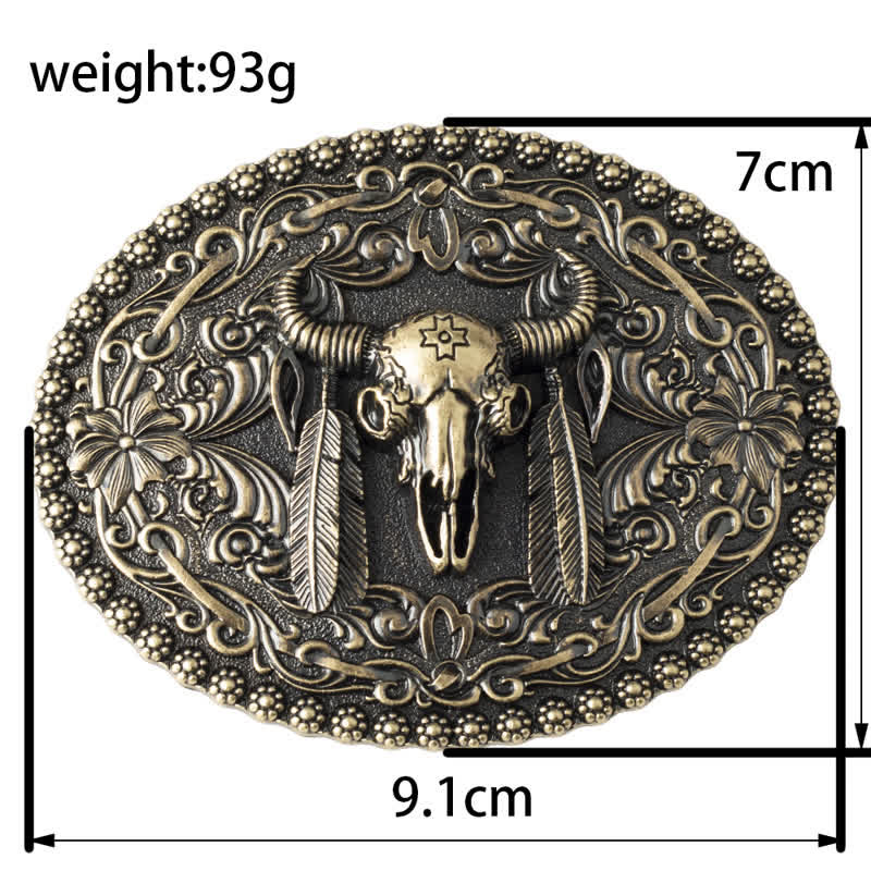 Herren-Jeans-Ledergürtel mit graviertem Feather Bull