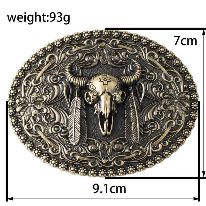 Herren-Jeans-Ledergürtel mit graviertem Feather Bull