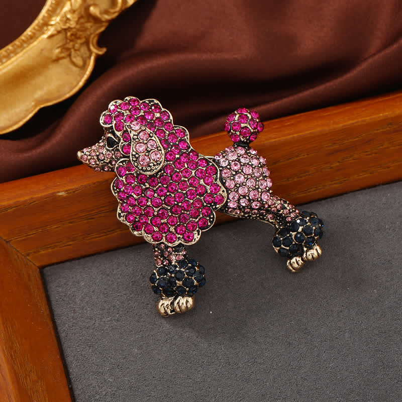 Frauen Strass-Pudel-Hund Brosche