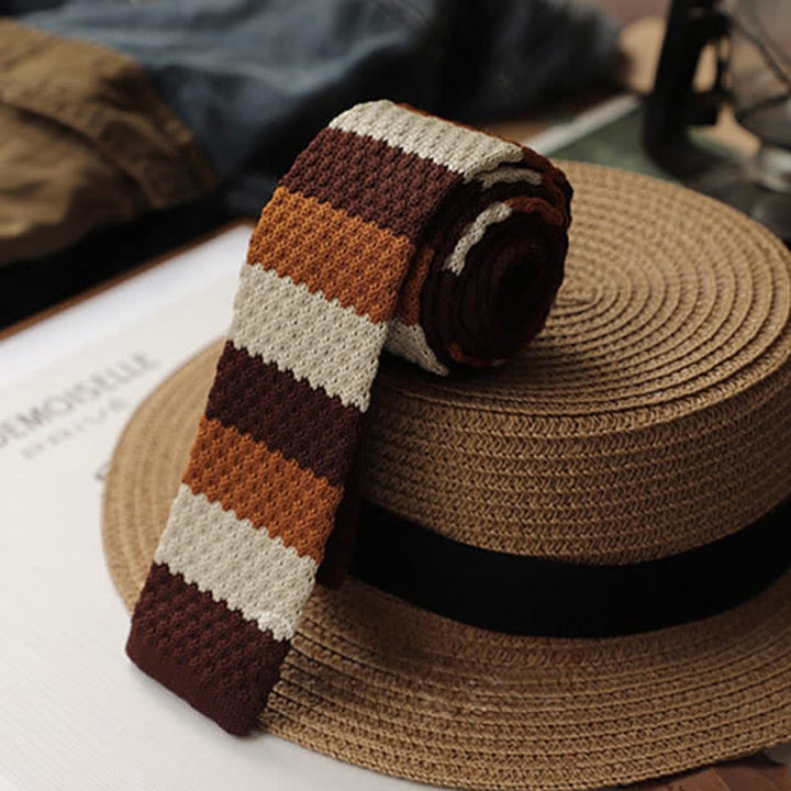 Herbst Herren Horizontal gestreifte Strickkrawatte