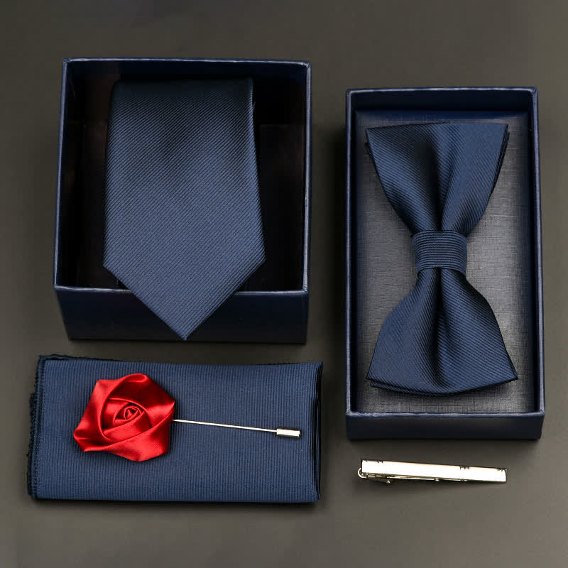 5-tlg. Set für formelle Geschäftskrawatten und Fliegen für Herren