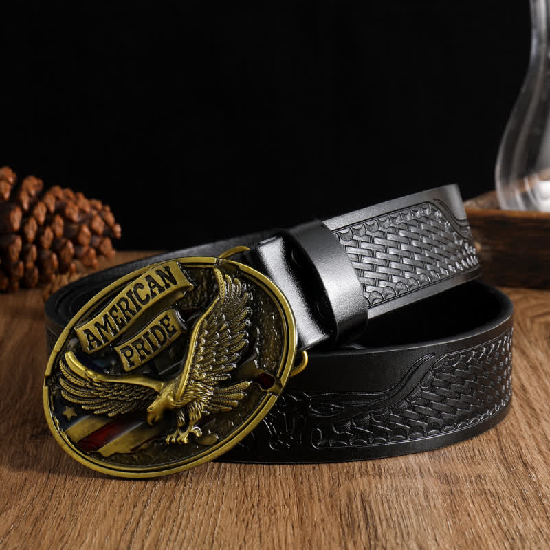 Amerikanischer Stolz Ledergürtel mit kahlköpfigem Adler für Männer