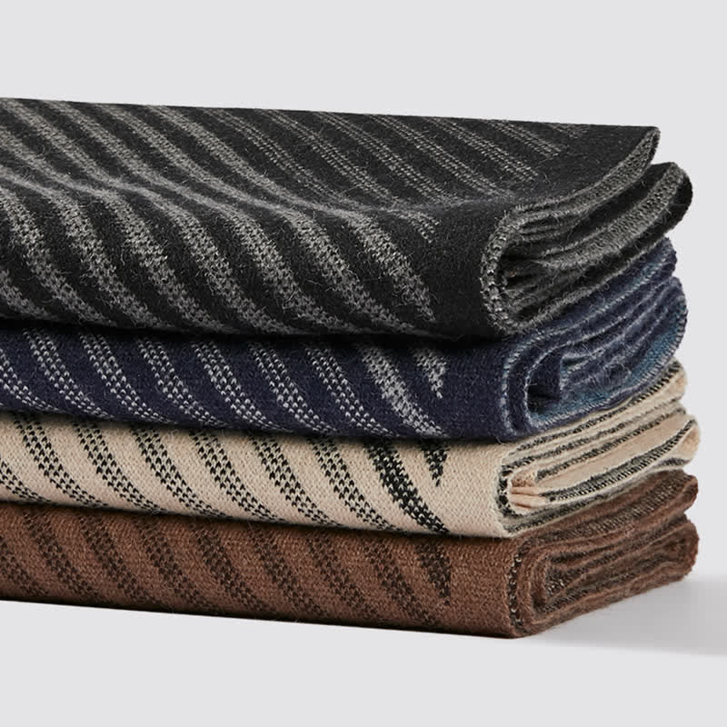 Herrenfarben Kontrastierender Gestreifter Reiner Wollschal