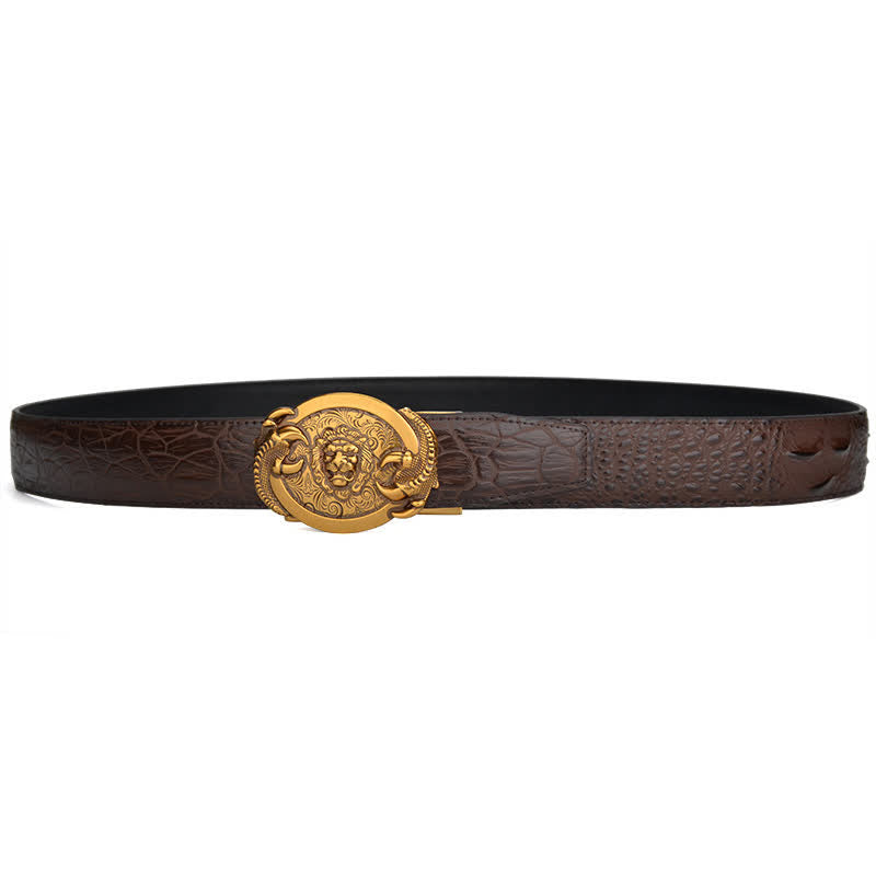Automatischer Ledergürtel mit Krokodil-Muster für Männer mit wildem Löwen