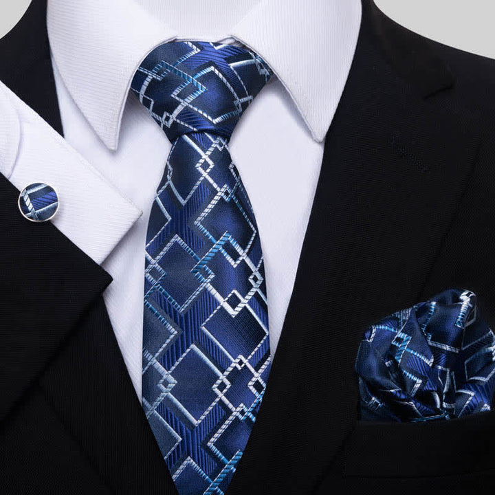 3er-Set Herren Krawatten in Blau und Weiß, knackig und cool
