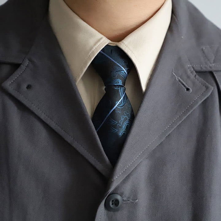 Elegante Herren-Reißverschlusskrawatte mit Paisley- und Streifenmuster