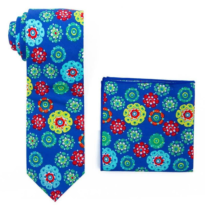2er Set Herren Krawatte im Bohemian Stil mit Blumenmuster