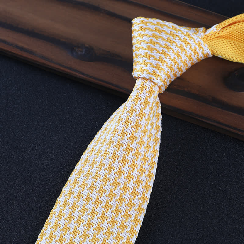 Hahnentritt-Karo Gestrickte Krawatte für Männer
