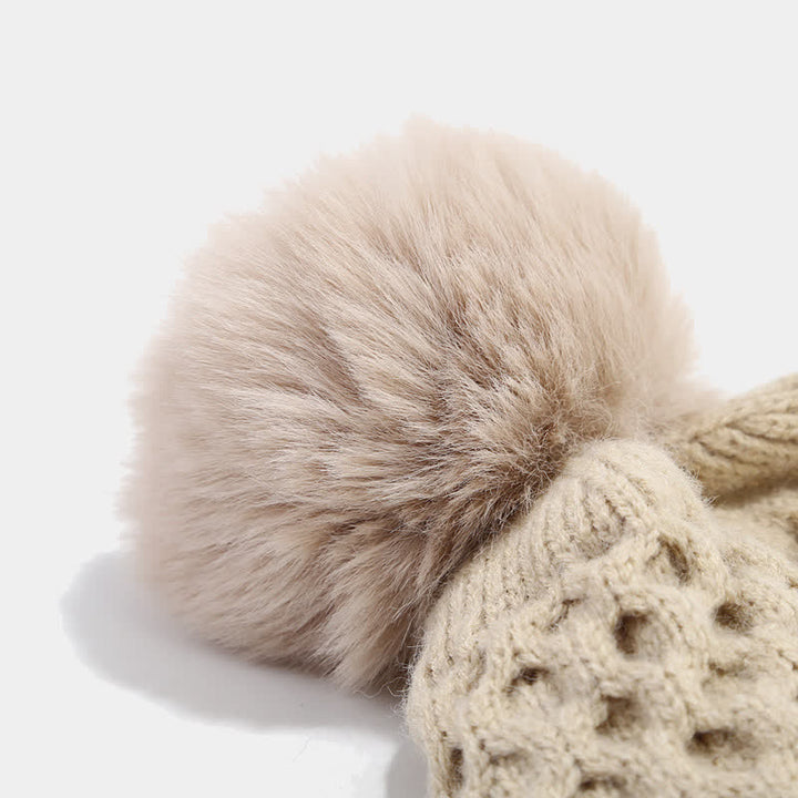 3-tlg. Strickset: Mütze, Schal und Handschuhe mit Kreuzmuster für Damen