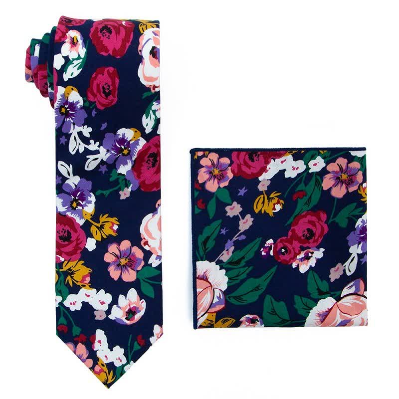 2er Set Herren Krawatte im Bohemian Stil mit Blumenmuster