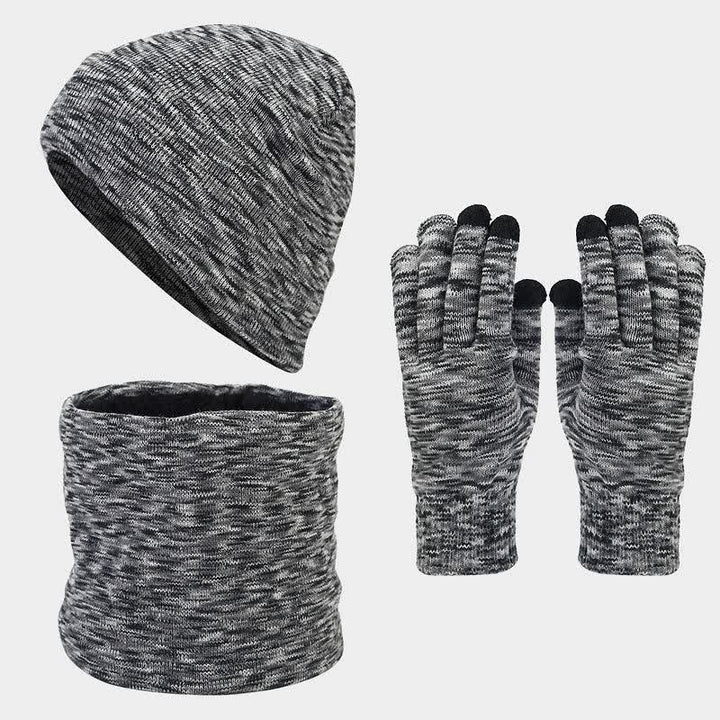 3-teiliges Unisex-Mehrfarbiger Hut-Schal-Handschuh-Set