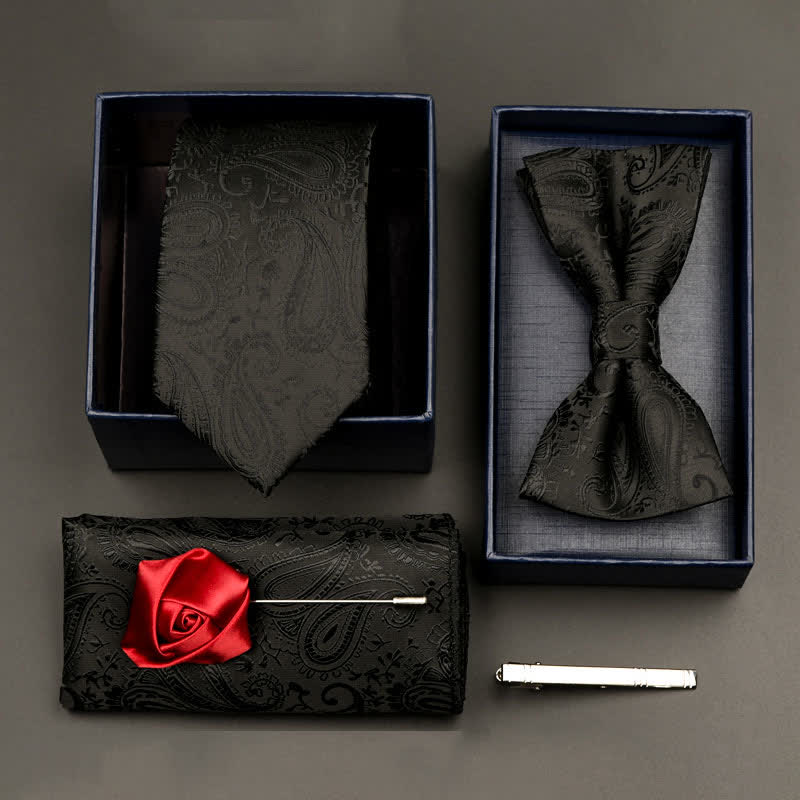 5-tlg. Set für formelle Geschäftskrawatten und Fliegen für Herren