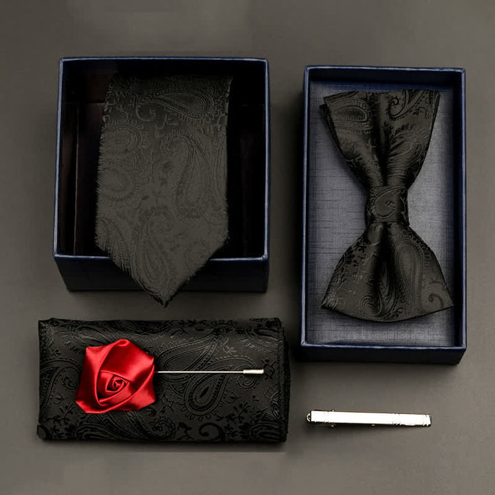 5-tlg. Set für formelle Geschäftskrawatten und Fliegen für Herren