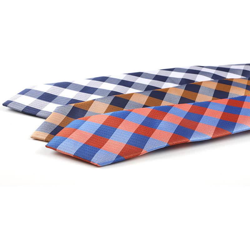 Herren Blend Color Reißverschluss Krawatte Kariert Krawatte