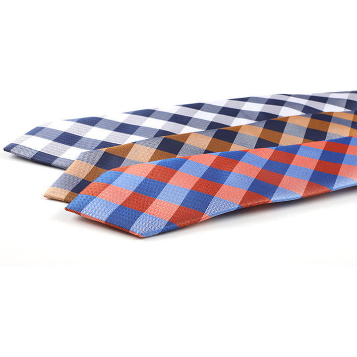 Herren Blend Color Reißverschluss Krawatte Kariert Krawatte
