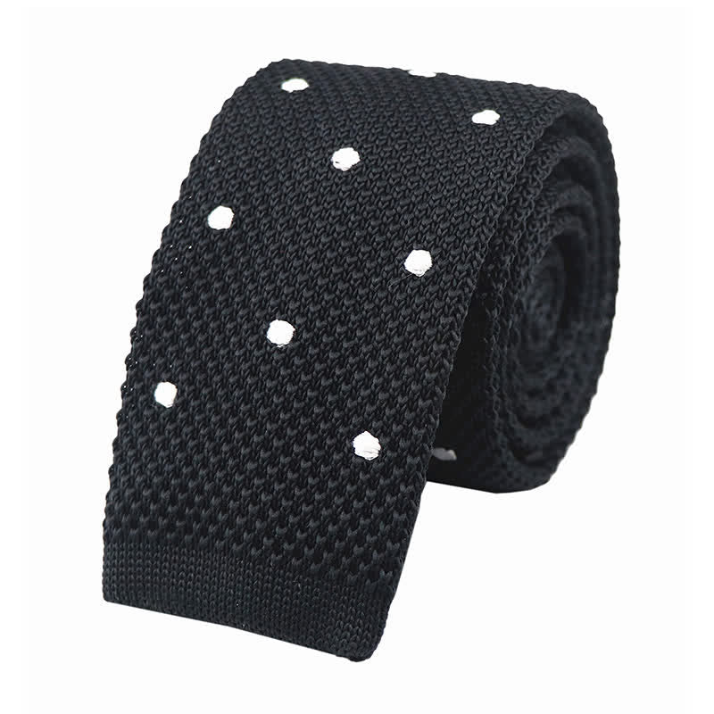 Weiße Herren-Krawatte mit Polka-Dots, gestrickt