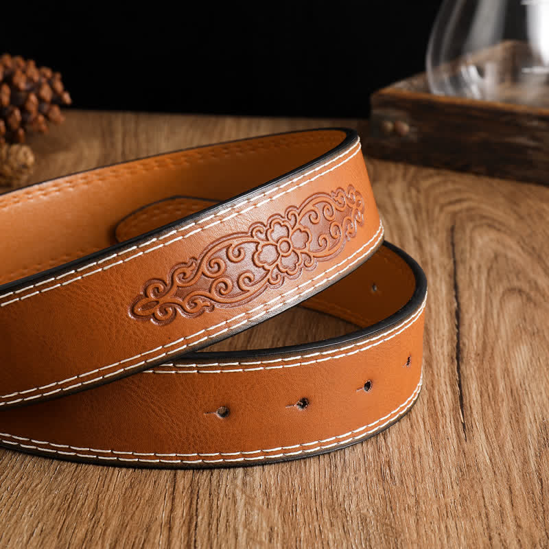 Leder Gürtel mit Antik-Gold-Adler-Motiv für Herren