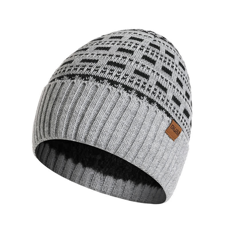 3-tlg. Set aus lockerer, doppellagiger Strickmütze, Schal und Handschuhen